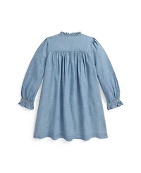 Polo Ralph Lauren Girls 2T-6X Smocked Round Neck Dress