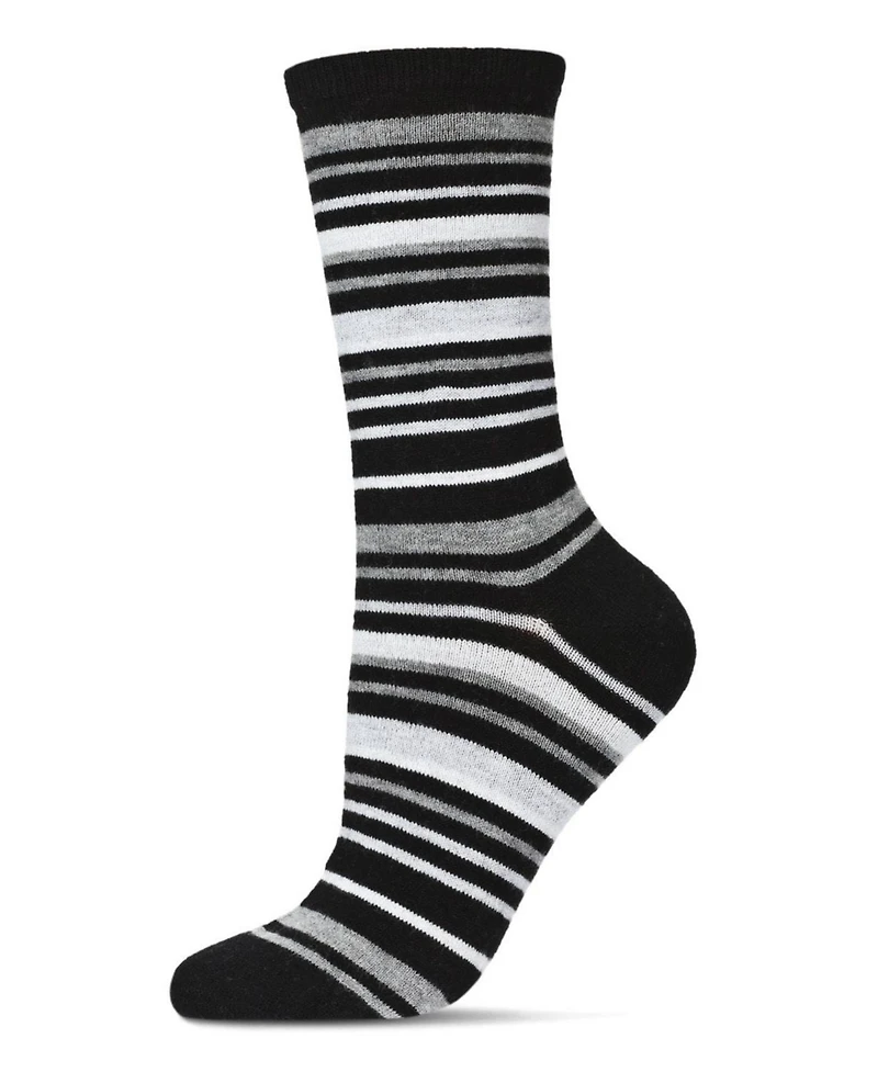 MeMoi Women's Soft Striped Cashmere Crew Socks