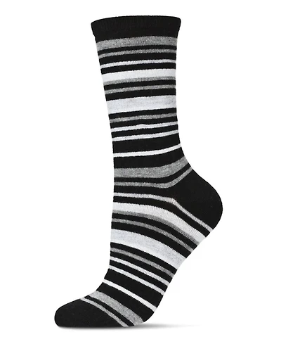 MeMoi Women's Soft Striped Cashmere Crew Socks