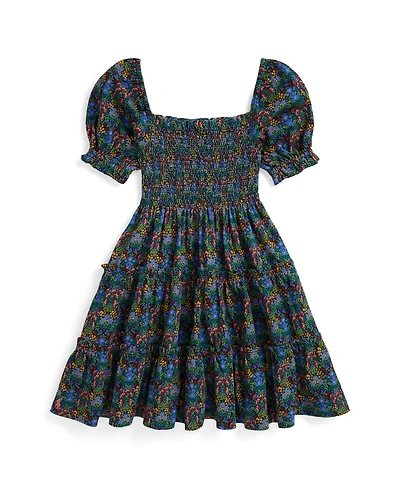 Polo Ralph Lauren Girls 2T-6X Floral Smocked Short Sleeve Dress