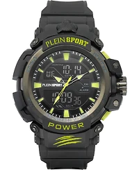 Plein Sport Mens Combat Digital Black Silicone Strap 50MM