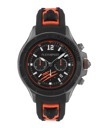 Plein Sport Mens Warrior Tech Chronograph Date Quartz Silicone Strap 47.5mm