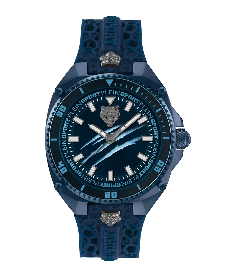 Plein Sport Mens Thunder Force 3 Hand Quartz Blue Silicone Strap 47mm