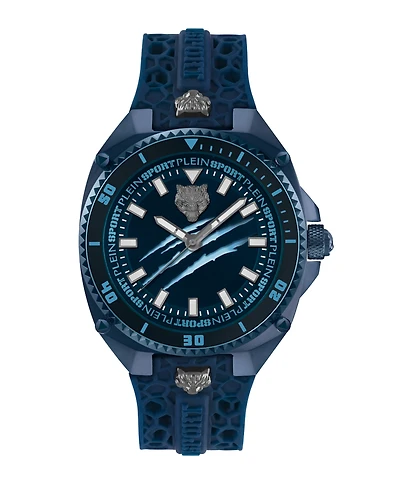 Plein Sport Mens Thunder Force 3 Hand Quartz Blue Silicone Strap 47mm
