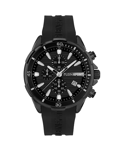 Plein Sport Mens Impact Chronograph Date Quartz Silicone Strap 46MM