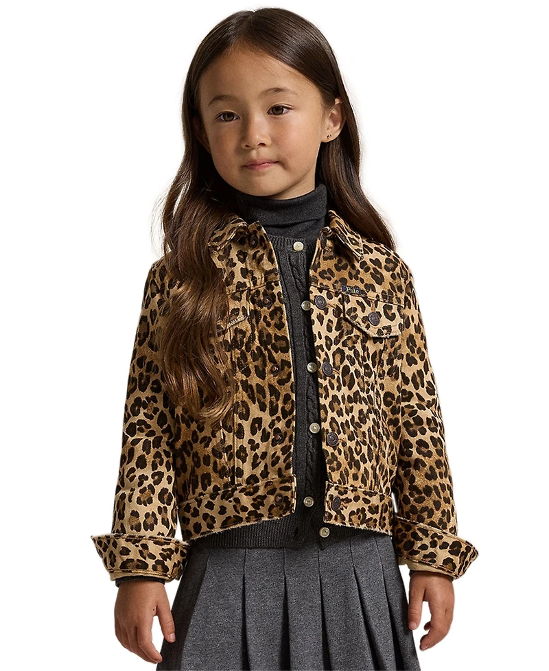Polo Ralph Lauren Girls 2T-6X Leopard-Print Trucker Jacket
