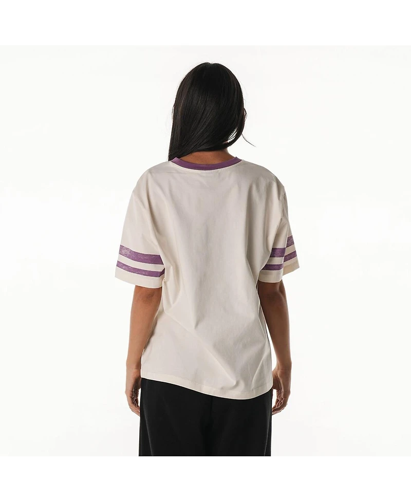 The Wild Collective Women's Cream Minnesota Vikings Vintage Drop Shoulder Oversized Boyfriend T-Shirt
