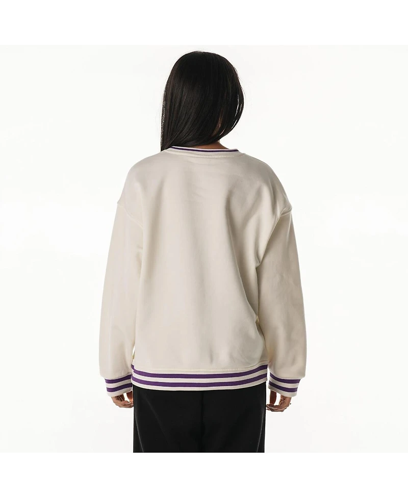 The Wild Collective Women's Cream Minnesota Vikings Oversized Vintage French Terry Sweatshirt