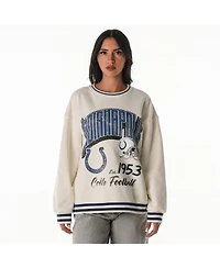 The Wild Collective Women's Cream Indianapolis Colts Oversized Vintage French Terry Sweatshirt