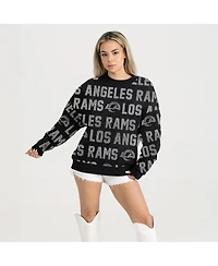 Gameday Couture Women's Black Los Angeles Rams Relaxed Drop Shoulder Hype Era Rhinestone Text Sweatshirt