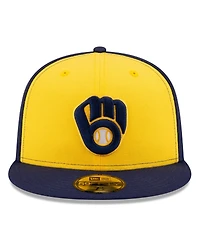 New Era Men's Navy/Gold Milwaukee Brewers 2025 Mlb Postseason Side Patch 59FIFTY Fitted Hat