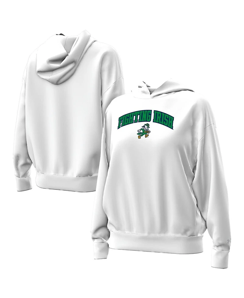 Under Armour Women's White Notre Dame Fighting Irish Leprechaun Icon Fleece Pullover Hoodie