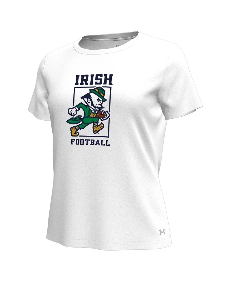 Under Armour Women's White Notre Dame Fighting Irish Leprechaun Tech Stretch T-Shirt