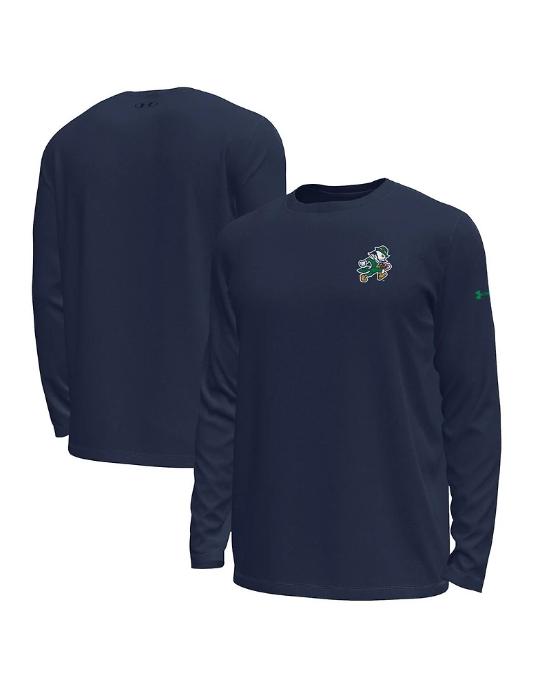 Under Armour Men's Navy Notre Dame Fighting Irish Sporting Leprechaun Tech Stretch Long Sleeve T-Shirt