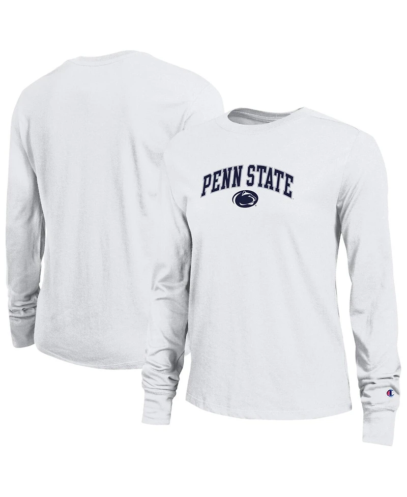 Champion Women's White Penn State Nittany Lions Arch Over Logo Long Sleeve T-Shirt