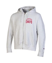 Champion Men's Heather Gray Kansas City Chiefs Reverse Weave Full-Zip Hoodie
