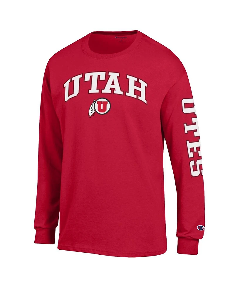 Champion Men's Red Utah Utes Arch Over Logo 2-Hit Long Sleeve T-Shirt