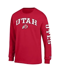 Champion Men's Red Utah Utes Arch Over Logo 2-Hit Long Sleeve T-Shirt