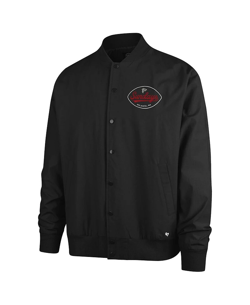 '47 Brand Men's Black Atlanta Falcons Sundays Euro Step Twill Full-Button Bomber Jacket