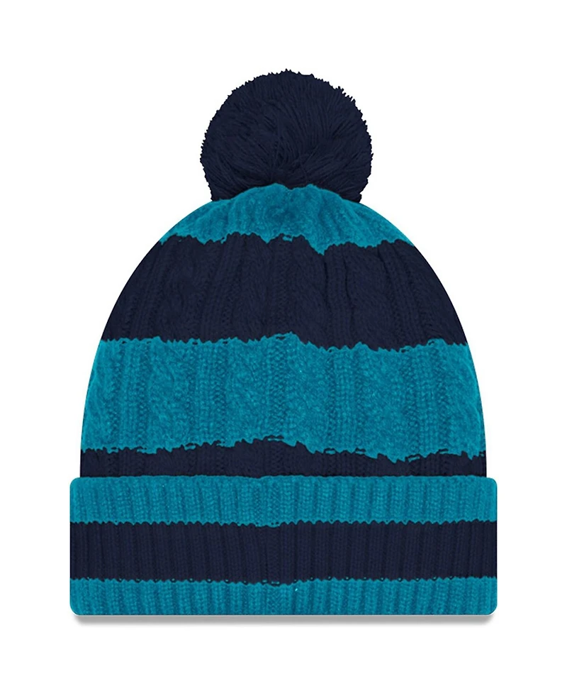 New Era Women's Aqua Miami Dolphins 2025 Rivalries Collection Braided Cuffed Pom with Knit Hat