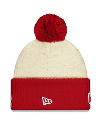 New Era Men's Natural/Cardinal Arizona Cardinals 2025 Rivalries Collection Sideline Cuffed Pom with Knit Hat