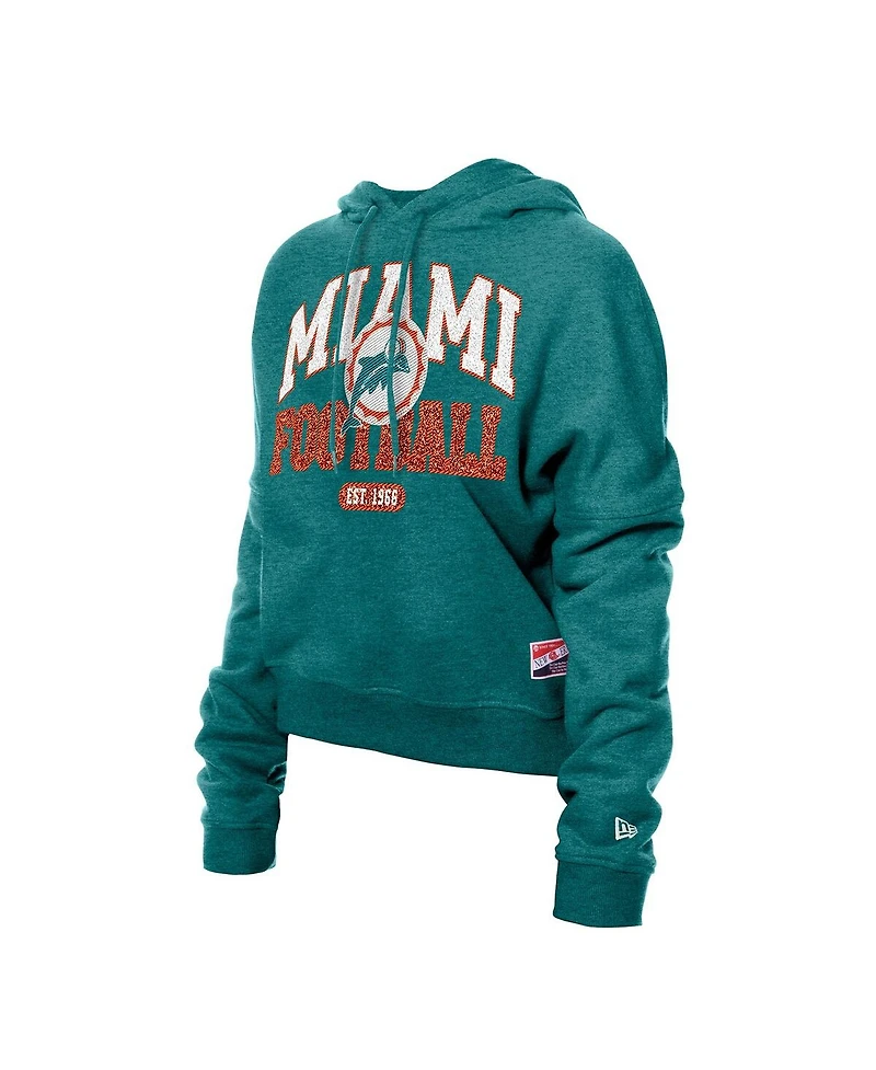New Era Women's Aqua Miami Dolphins Throwback Boxy Hoodie Sweatshirt