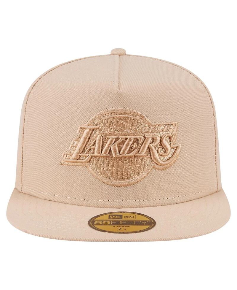 New Era Men's Khaki Los Angeles Lakers Color Pack A-Frame 59FIFTY Fitted Hat