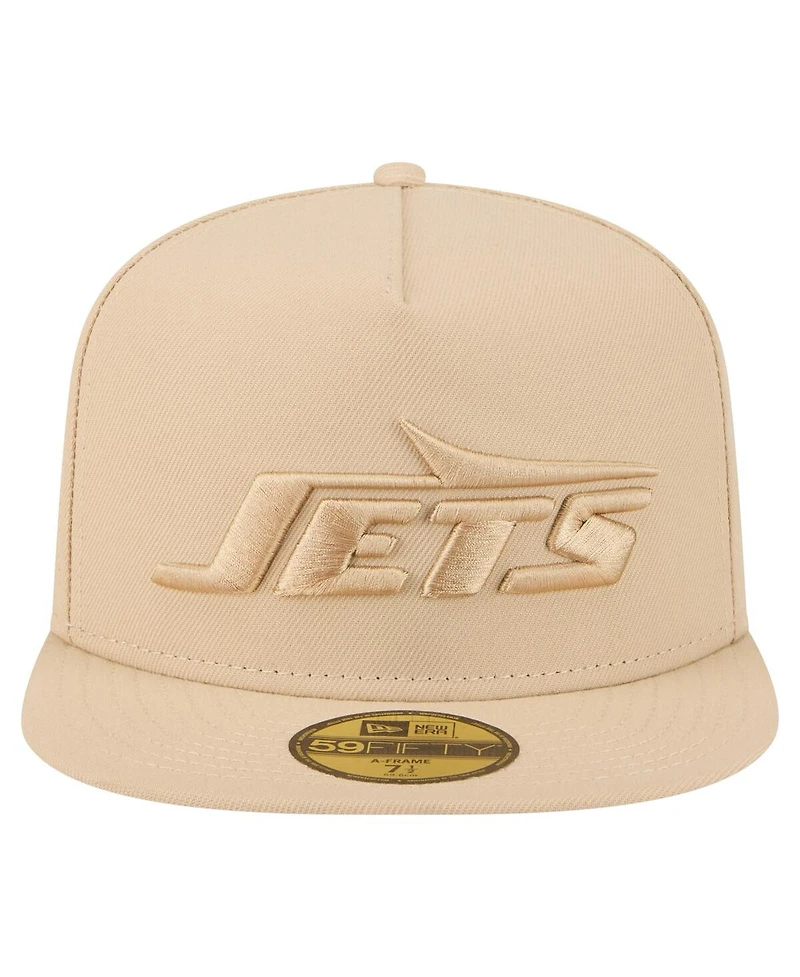 New Era Men's Beige York Jets Color Pack A-Frame 59FIFTY Fitted Hat