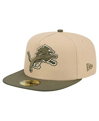 New Era Men's Beige/Olive Detroit Lions Color Pack A-Frame 59FIFTY Fitted Hat