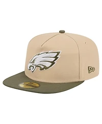 New Era Men's Beige/Olive Philadelphia Eagles Color Pack A-Frame 59FIFTY Fitted Hat