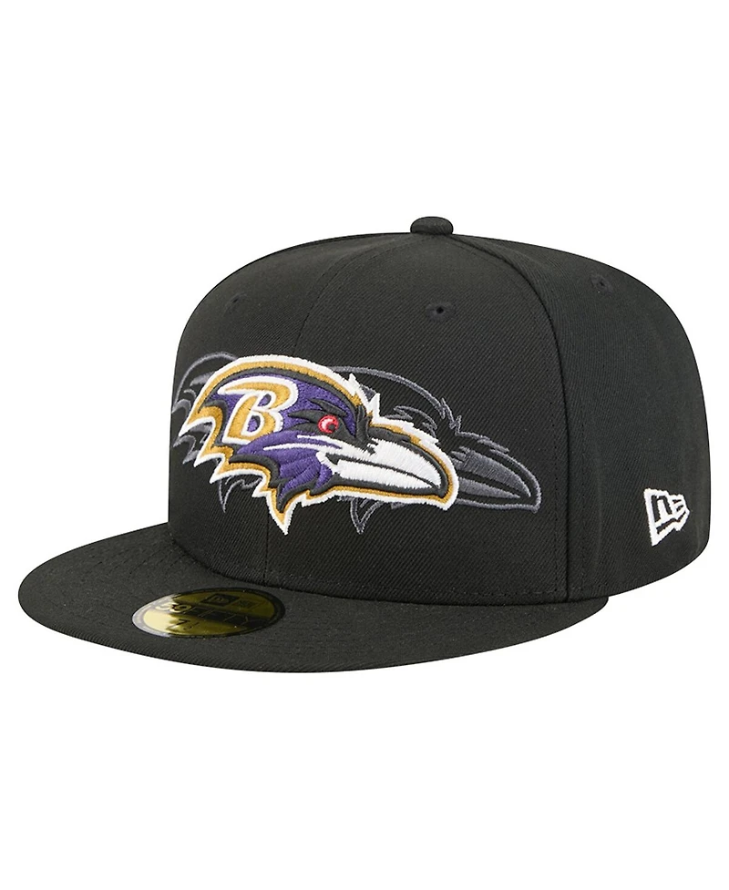 New Era Men's Black Baltimore Ravens Tri-Hit 59FIFTY Fitted Hat