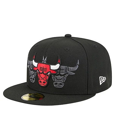 New Era Men's Black Chicago Bulls Tri-Hit 59Fifty Fitted Hat