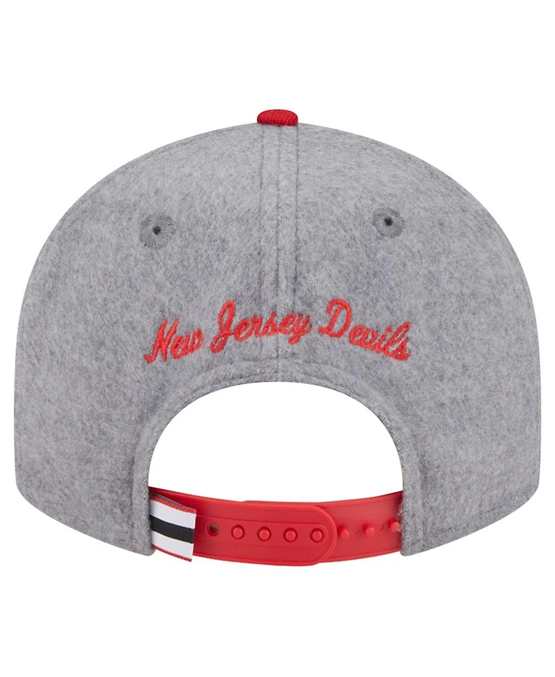 New Era Men's Gray/Red New Jersey Devils Wool Pin Low Profile 9FIFTY Snapback Hat