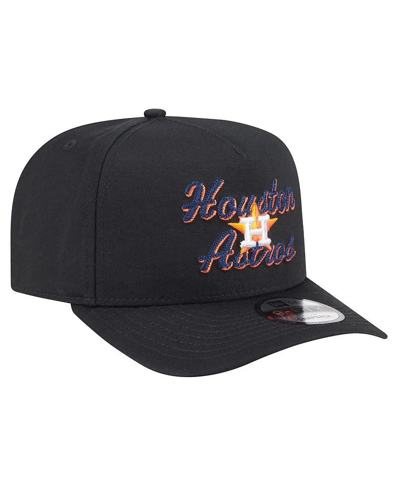 New Era Men's Black Houston Astros Chainstitch 9FIFTY A-Frame Snapback Hat