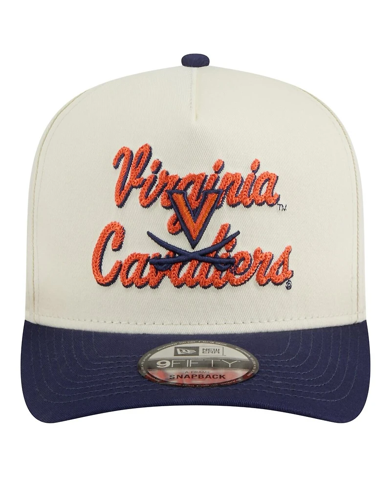 New Era Men's Cream/Navy Virginia Cavaliers Vintage Chainstitch 9FIFTY A-Frame Snapback Hat