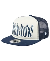 New Era Men's Cream/Navy Dallas Cowboys Cutout A-Frame 9FIFTY Snapback Hat
