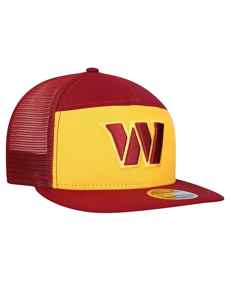 New Era Men's Gold/Burgundy Washington Commanders Outdoor Split Panel 9FIFTY Snapback Hat