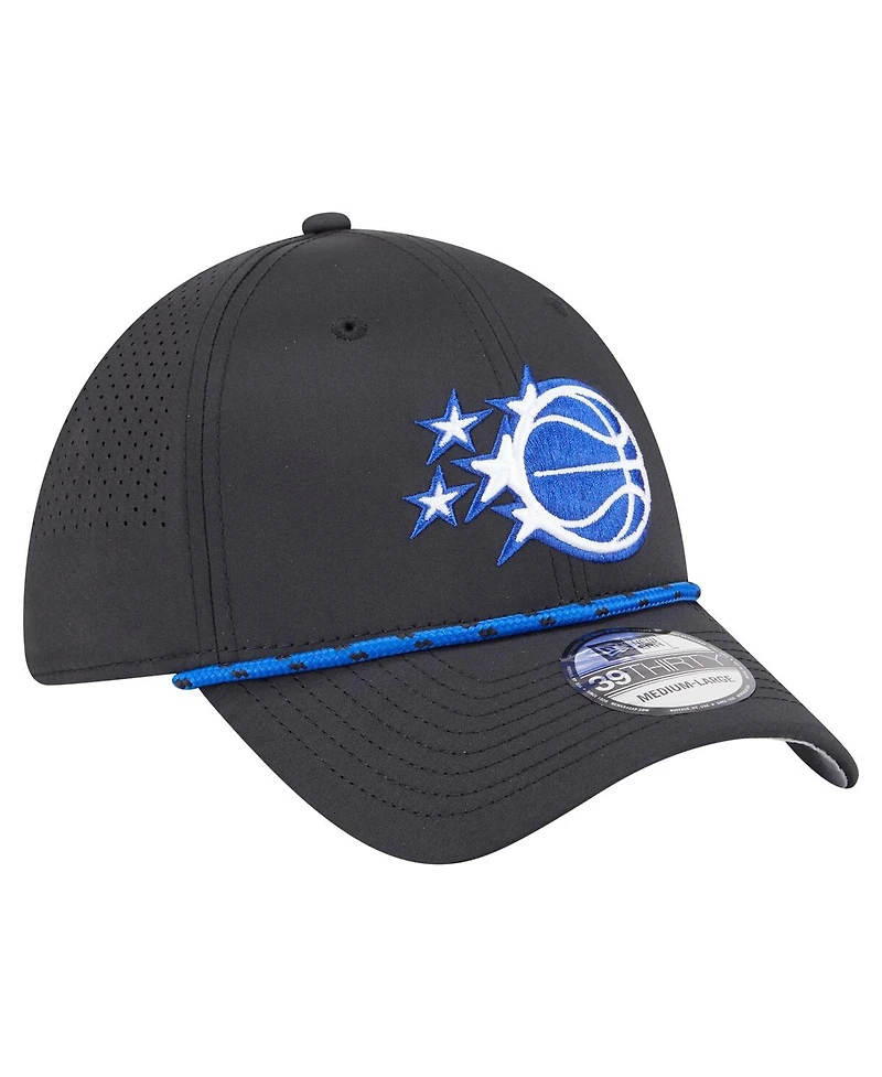 New Era Men's Black Orlando Magic Featherweight Poly Rope Flex 39Thirty Hat