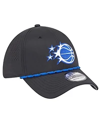 New Era Men's Black Orlando Magic Featherweight Poly Rope Flex 39Thirty Hat
