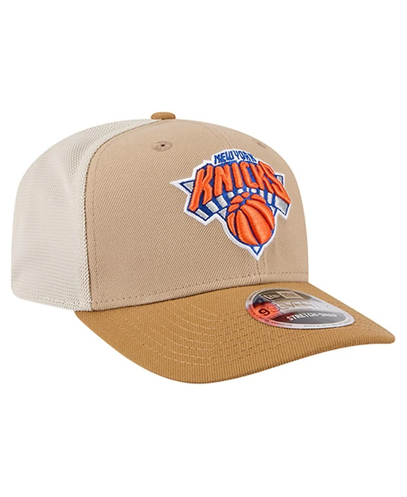 New Era Men's Tan/Light Brown New York Knicks Two-Tone 9SEVENTY Adjustable Trucker Hat