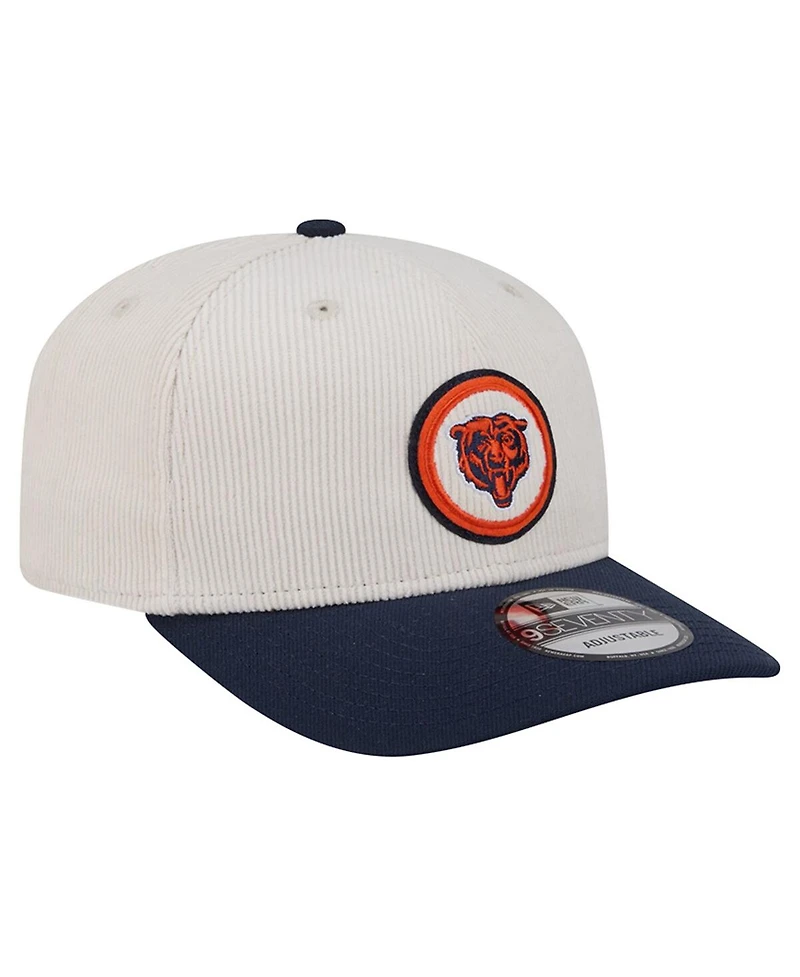 New Era Men's Stone/Navy Chicago Bears Loyal Corduroy 9SEVENTY Adjustable Hat