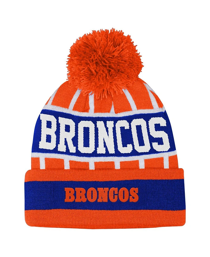 Outerstuff Big Boys and Girls Orange Denver Broncos Go Fast Cuffed with Pom Knit Hat