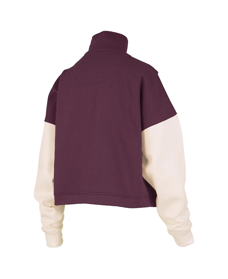 Pressbox Women's Maroon Texas A M Aggies Ferrara Color Block Quarter-Zip Sweatshirt