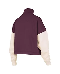 Pressbox Women's Maroon Texas A M Aggies Ferrara Color Block Quarter-Zip Sweatshirt