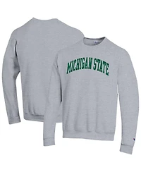 Champion Men's Heather Gray Michigan State Spartans Basic Arch Fleece Pullover Sweatshirt