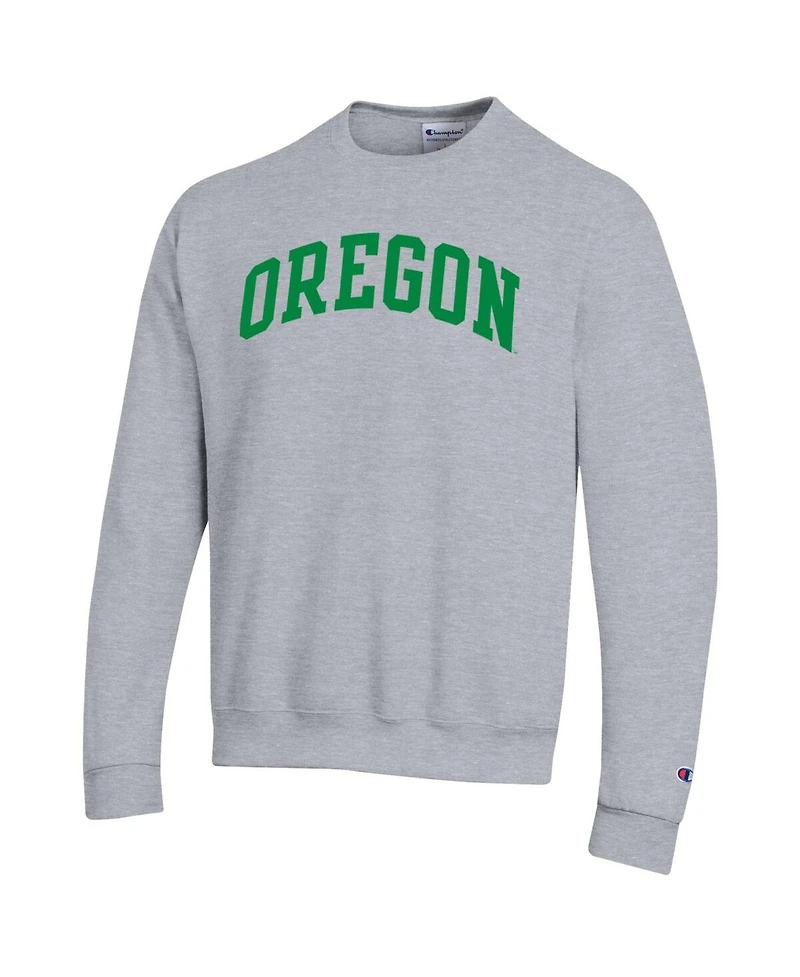 Champion Men's Heather Gray Oregon Ducks Basic Arch Fleece Pullover Sweatshirt
