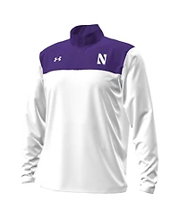 Under Armour Men's White/Purple Northwestern Wildcats Green Blocked Quarter-Zip Pullover Hoodie