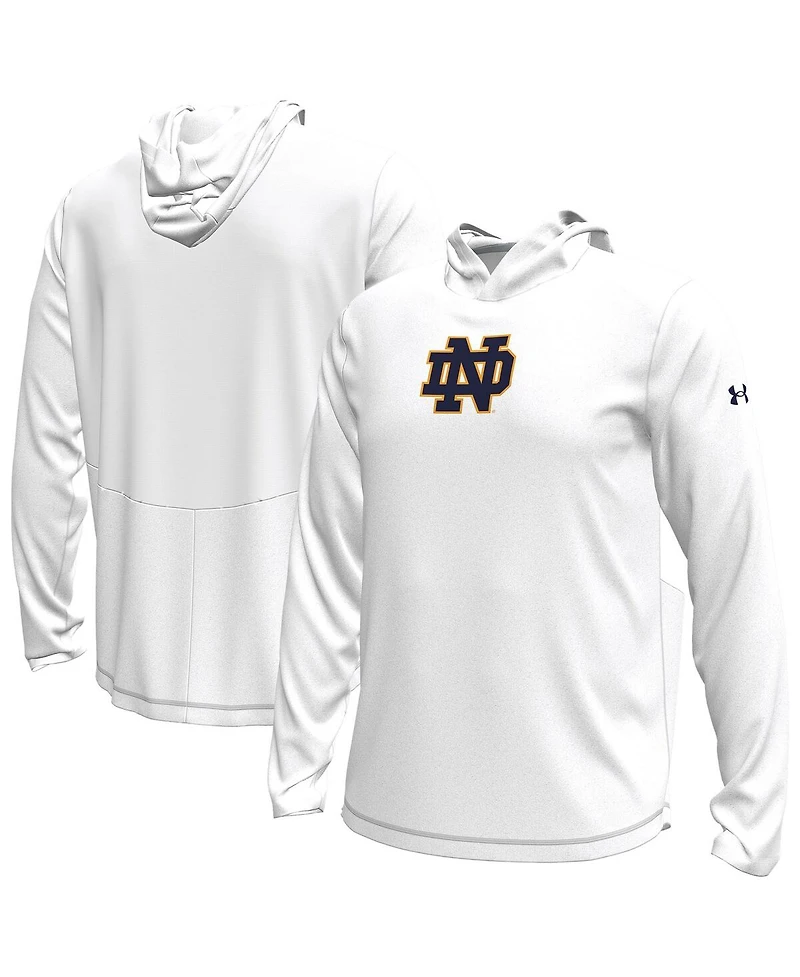 Under Armour Men's White Notre Dame Fighting Irish Sideline Knockout Long-Sleeve Hooded T-Shirt