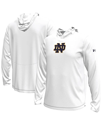 Under Armour Men's White Notre Dame Fighting Irish Sideline Knockout Long-Sleeve Hooded T-Shirt