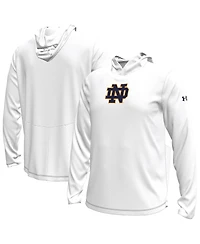 Under Armour Men's White Notre Dame Fighting Irish Sideline Knockout Long-Sleeve Hooded T-Shirt